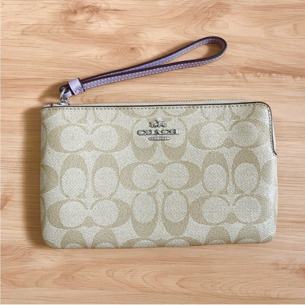 Coach Large Corner Zip Wristlet In Signature Canvas # 6648
